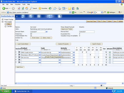 A Web timesheet